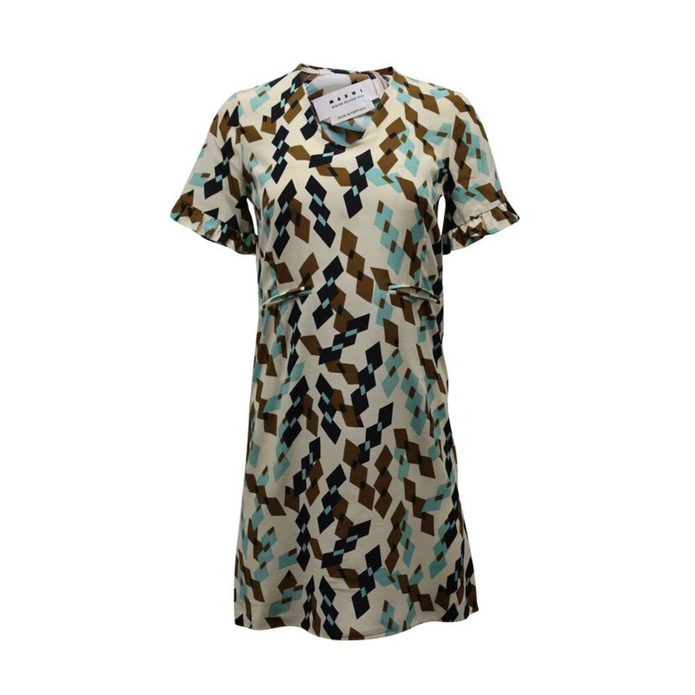 Marni Geometric Shift Dress in Multicolor Print Viscose